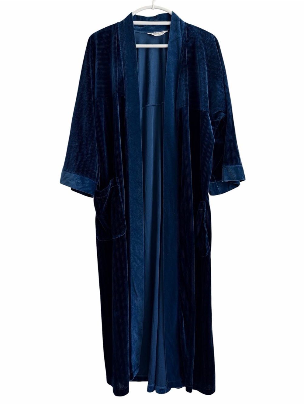 Christian Dior Vintage Velvet Long Robe in Teal Blue One Size